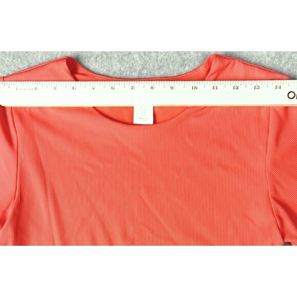House of Harlow 1960 Bodysuit Womens Medium Coral Ribbed Button Stretch Comfort - Picture 4 of 12